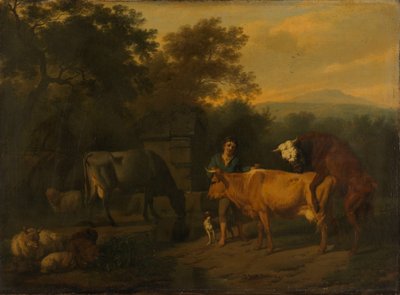 Paesaggio con pastore e bestiame da Dirck van der Bergen